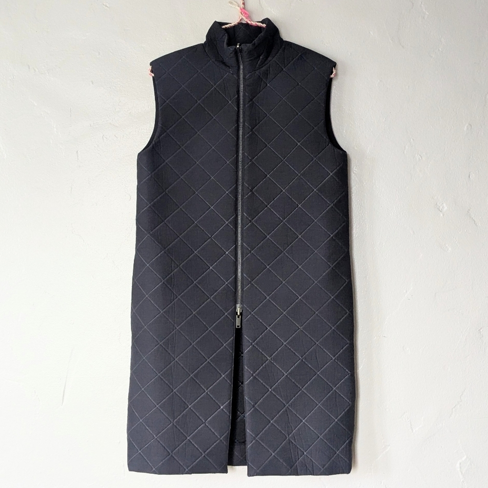 COS Diamond Quilted Longline Gilet - Black - Size 4 Excellent